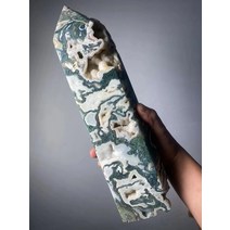아름다운 대형 천연 이끼 마노 타워 힐링, 08 1300-1500g