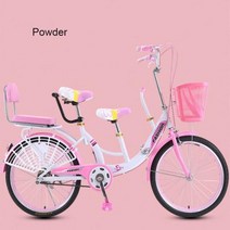22인치 자전거 22 인치 휴대용 아기 3 인 더블 시트 부모자녀 엄마아이 고 탄소강 프레임, Powder+22 inches