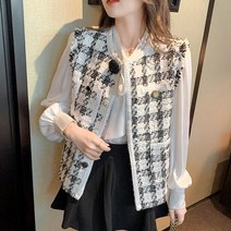 스타일아유 여성용 트위드 베스트 간절기 로맨틱 민소매 조끼 1+한켤레 순면 스타일아유 양말[AYA9VT0039]