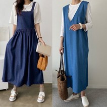 청멜빵원피스 청플레어원피스 청브이라인원피스 청슬립원피스 데님멜빵원피스