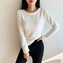 바이퀸즈 기모티셔츠 밍크 라운드티 융털