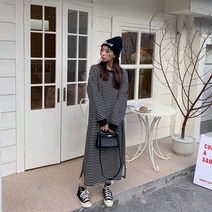 쀼팩토리 프리미엄 원단좋은 스트라이프 롱원피스