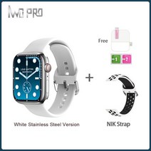 웨어러블IWO New W57 MAX 남성용 스마트 시계 SmartWatch NFC 1.95IPS 대형 화면 428*518 해상도 380mAh 배, 10 White stainlesssteel
