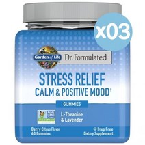 Garden of Life 가든오브라이프 스트레스 릴리프 구미 캄 & 포지티브 무드 60개입 3팩 Dr. Formulated Adult Stress Relief Gummies |