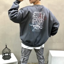 트루베인 레터링 백프린트 남자 봄 가을 오버핏 맨투맨 티셔츠