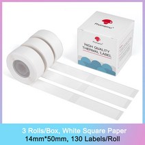 Phomemo-D30 감열 스티커 티켓 용지 D30 라벨 프린터자체 접착 투명 정사각형 원형 이름 라벨 용지3 롤상자, 12 Square White 1450