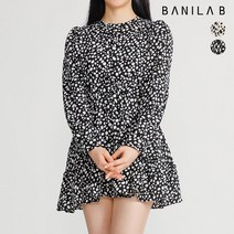 [바닐라비] 여성 라운드 패턴 플레어 미니 원피스