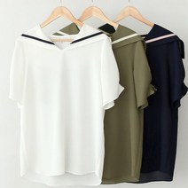 쁘니걸 마린BL 빅사이즈 여성의류 블라우스 여성스런 반소매 카라넥 력셔리 여름 러블리 여성스런 (55-120) 고급스런