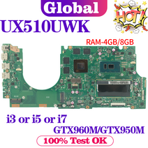 KEFU ASUS UX510UWK U5000U 노트북 마더 보드 메인 i3 i5 i7 GTX950M/GTX960M 4GB/8GB-RAM, 02 4G i5-6th GTX950 960