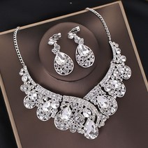 신부주얼리세트 반지 목걸이 귀걸이 팔찌 세트 3 개/대 여자 레이디 크리스탈 웨딩 파티 신부 쥬얼리 키트 선물 EA