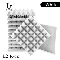 가설방음벽 TOUO어쿠스틱 폼 12 Pcs 스튜디오 흡음 소재 피라미드 방음 패널 도어 벽 절연 난연제 방음성, White+High Density+12 Pcs With