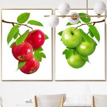 청량한 푸른 사과 그림 캔버스 액자 금전운 재물운 성공운 거실 사무실 인테리어 액자, 02번 데롱데롱 그린사과, 500x700, 화이트