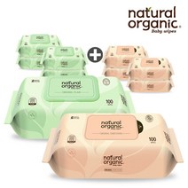 네츄럴오가닉 아기물티슈 오리지널 플레인 스마트캡형100매[5팩]+오리지널 엠보싱 리필형100매[5팩], OPC100_5+OER100_5