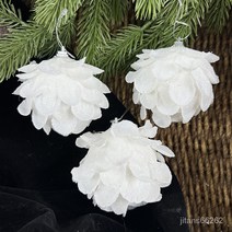 3pcs 8cm 화이트 크리스마스 공 크리스마스 트리 펜던트 꽃 거품 스노우 볼 크리스마스 장식 홈 나탈 새해 2023, Style1