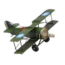 레트로 비행기 모델 금속 복엽 비행기 항공기 모델 룸 데스크탑 장식 훌륭한 기념품, 철, 녹색