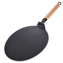 크레페 팬 납작한 프라이팬 피자 스테이크 팬케이크 지단 후라이팬, 30cm 라이트 타입 + 페이더 오일브러시 실리콘주걱