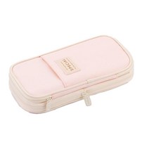 ANGOO 큰 필통 패브릭 천 지퍼 수납 펜 파우치, 주식회사ANGOO 신형확장-핑크