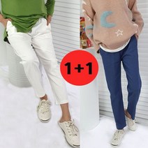 멜란지 1+1면마배기바지 밴딩 캐쥬얼 배기바지 와이드 9부 여자 팬츠