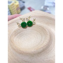 천연원석 비취 옥 원석 귀걸이 925실버