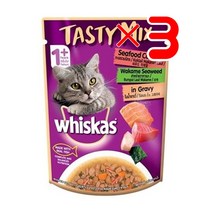 위스카스 테이스티믹스 씨푸드칵테일&미역&그레이비 70G 24개 X3 I 고양이간식 반려묘간식 고양이캔대용