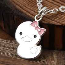 골드앤스톤 리본 오리 실버 은 미아방지 목걸이