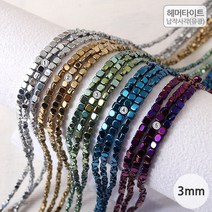 비즈아이 [5494]원석(납작사각) 3mm 헤머타이트 [1줄(약128개)]