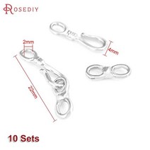 22x4MM 27x5MM 36x7MM 24K 골드 컬러 황동 목걸이 팔찌 걸쇠 커넥터 Diy 쥬얼리 결과 액세서리, [03] 33787-Silver Color