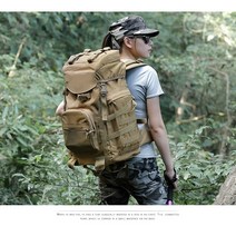 밀리터리 아재 협력업체 55리터 60리터 배낭 대용량 캠핑 여행 등산 장거리 다목적 군용 스포츠백팩, 블랙