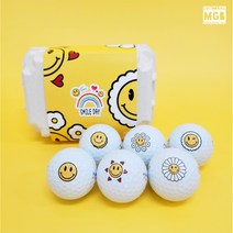 스마일데이 계란골프공 6구 3피스 화이트볼 골프공 인쇄 선물 볼빅 커클랜드, 볼빅 FLY ON