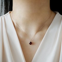 1월 탄생석 14k 천연 가넷 목걸이 8mm