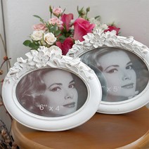 플라워 화이트 타원 액자 2size 빈티지 액자 사진액자 탁상용 액자 인테리어 액자