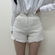 VANANA2 여성 데일리 캐주얼 고급 베이직 심플 트위드 숏 반바지 팬츠