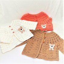 코바늘 DIY 탑다운 곰돌이 아기 가디건 동영상패키지, 0~12개월, 11.그레이베이지, 1개