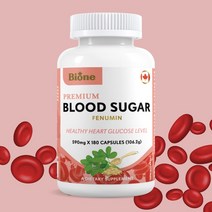 캐나다 BIONE 블러드 슈가 페누민 바나바잎 페누그릭 씨앗 호손베리 카르티닌 타르트레이트 비터멜론 파우더 가루 분말 590mg 180캡슐, 3개(무료배송), 갯수