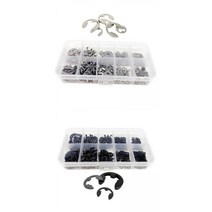 GHSHOP 1160x 외부 고정 클램프 링 와셔(보관 케이스 포함) 10개 크기, 304 스테인레스 스틸, 블랙+실버