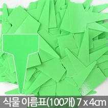 컬러 T자 소형 화분이름표 100개 - 식물 이름표 네임텍 꽃이름표 칼라 사각 푯말 네임픽 일자 분갈이 꽂이 T자 원형 칠판 컬러, 01_한성_T자 이름표 무지(소)-녹색(100개)