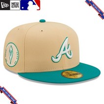 [미국정품] 853688 스냅백 캡모자 MLB [애틀랜타 브레이브스] 뉴에라 Mango Forest 59FIFTY fitted hat - Natural/Teal