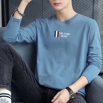 자칠 남성용 영문 레터링 면 긴팔 티셔츠