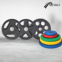 베스코 중량원판 2개 SET 헬스장바벨 바벨 헬스 홈짐, 15kg 2개, 7홀 블랙