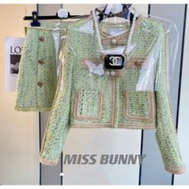 미스버니 투피스 세트 트위드 여성 자켓 미니 스커트 정장 셋업 빅사이즈