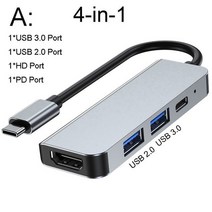 썬더볼트독 썬더볼트 허브 4독 3 어댑터 usb 유형 c 허브 hdmi 호환 4k 지원 proair 2021용 pd가 있는 samsung dex 모드 usb-c 독, 4 in 1 허브, 4 in 1 허브