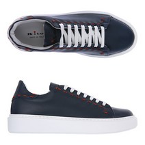 [키톤] 22FW USSK039 N0044504 NAVY 카프레더 레이스업 스니커즈