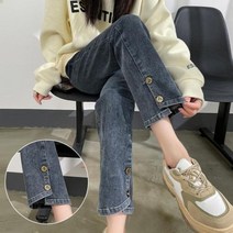 임산부옷 임신복 오피스임부복 봄 데님 출산 청바지 조절 가능한 탄성 허리 여성을 위한 스트레이트 의류