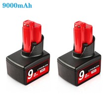 밀워키 보쉬 배터리 m12 도구 용 12v 리튬 이온 충전식 30006000mah xc, 2팩 9.0