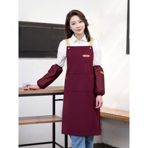 바리스타앞치마 가죽공방 프릴앞치마 카페앞치마 미용 원피스앞치마 예쁜앞치마 네일샵, 20.구리버클 가죽스트랩 와인색+토시