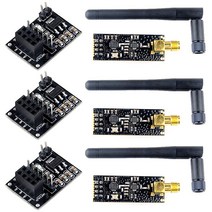 MakerFocus 3피스 NRF24L01+PA+LNA 무선 트랜시버 RF 트랜시버 모듈 2.4G 1100m 안테나 및 3피스 NRF24L01+ 브레이크 아웃 어댑터 3개 Ar d, Black 3pcs + 3pcs