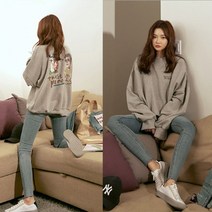 여성 긴소매 여리여리 스타일 프린팅 맨투맨 티셔츠