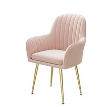 CAICHEN 북유럽 벨벳 체어 화장대 의자 등받이 카페 의자, 핑크 [티타늄골드 다리]