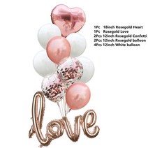 로즈 골드 신부 편지 풍선 팀 신부 베일 새시 머리띠 신부 샤워 독신 파티 웨딩 장식 용품, 10pcs 사랑 세트
