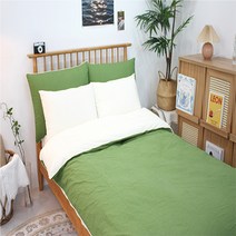 에이치제이홈 호텔 순면 누빔 이불커버 60수 양면 무지, 그린